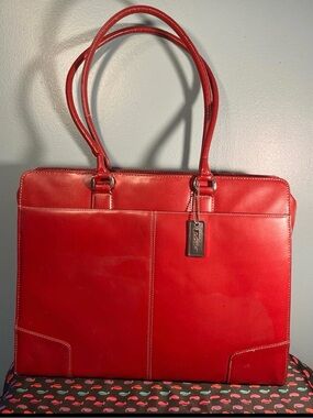 Targus Red 14” Laptop Tote Bag Faux Leather Briefcase